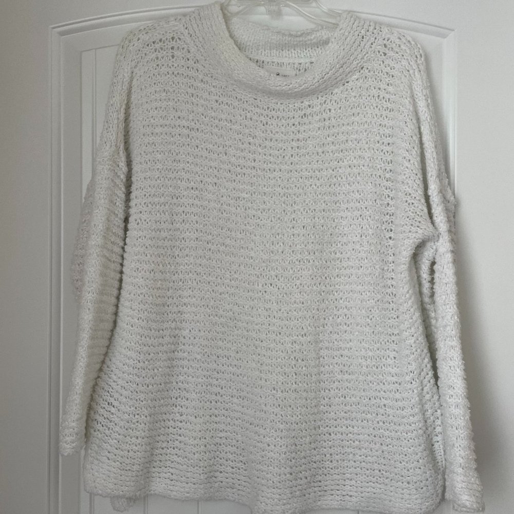 Lou & Grey White Weaved Sweater Size M